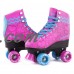 Cal 7 Roller Skates for Indoor & Outdoor Skating, Faux Leather Boot with Quad Design, Ankle Support Frame, Adults & Kids (Pink and Blue, Youth 1)   